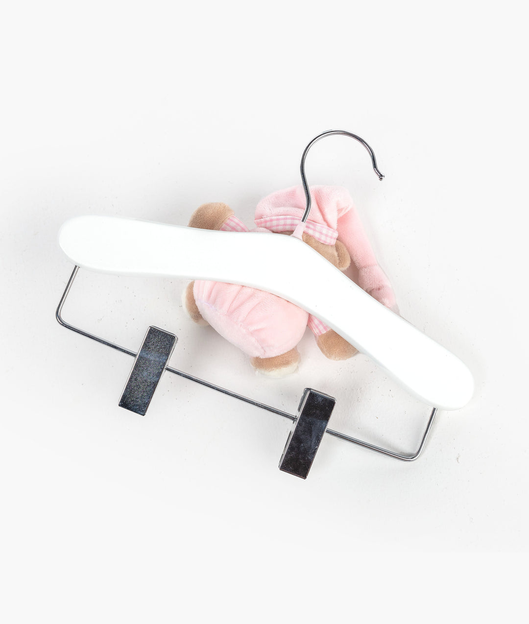 Wooden Hanger with Clips - Pink