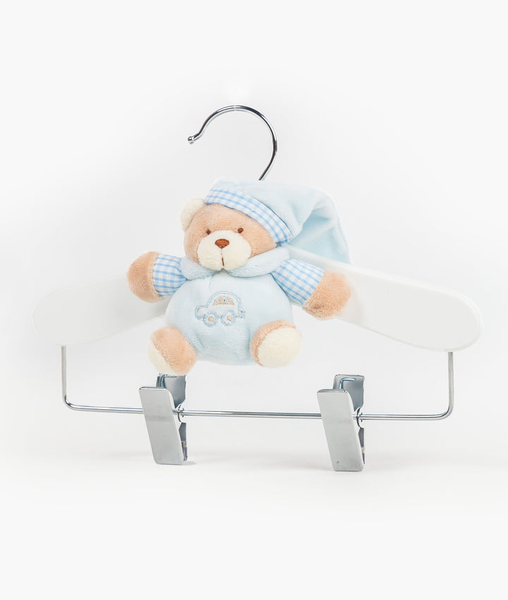 Wooden Hanger with Clips - Blue