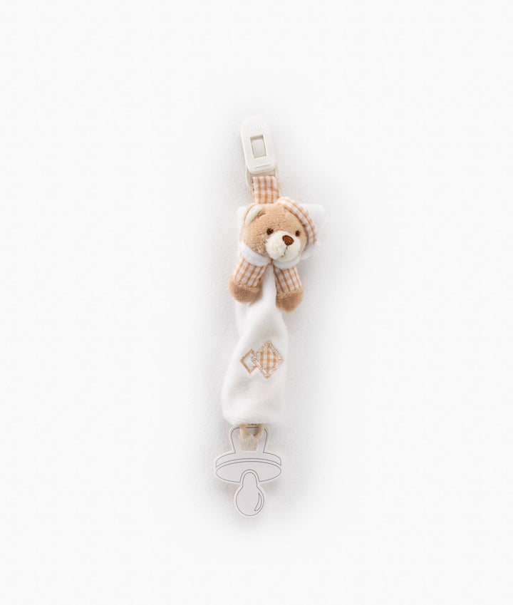 Baby Comforter & Dummy Clip Set - Beige