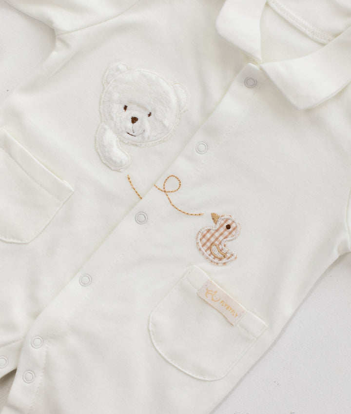 Bear Jumpsuit & Hanger Set - Beige