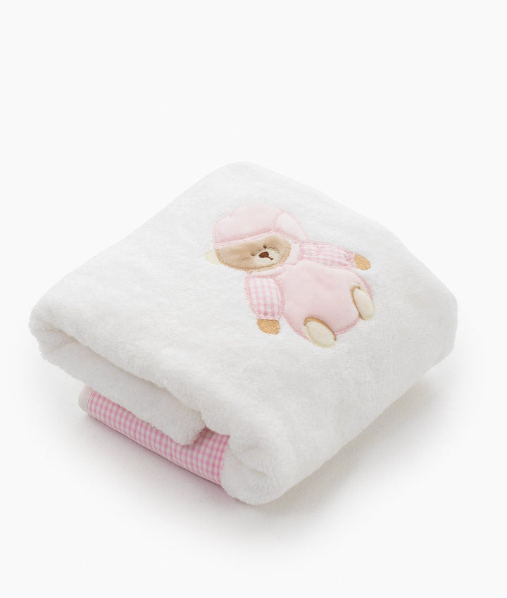 Bear Towel & Rattle Set - Pink