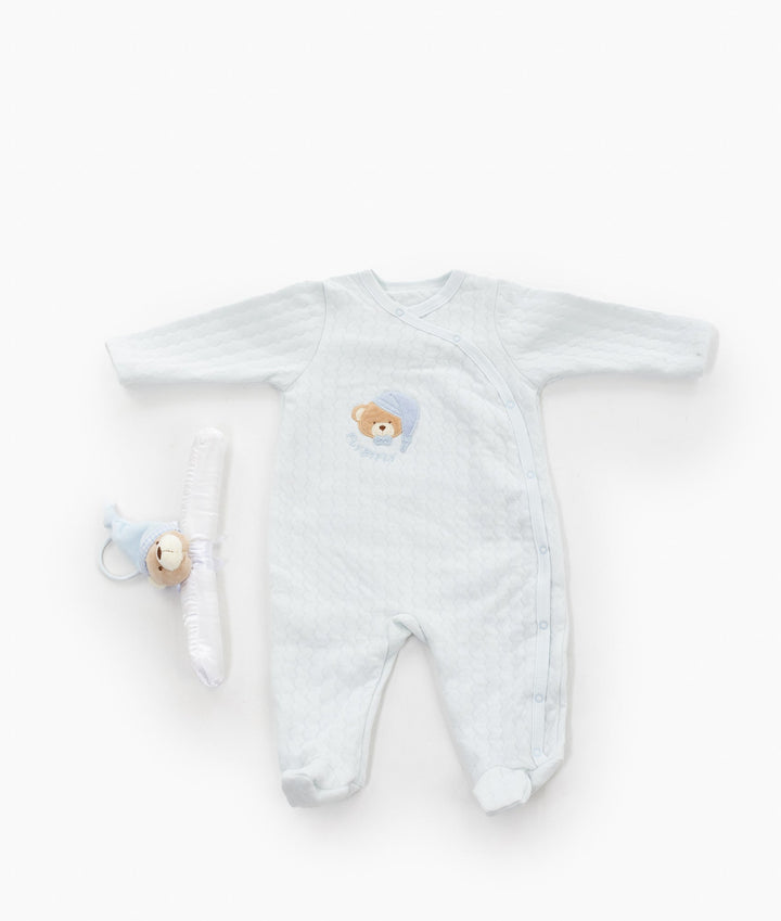 Cotton Jumpsuit & Hanger Set - Blue