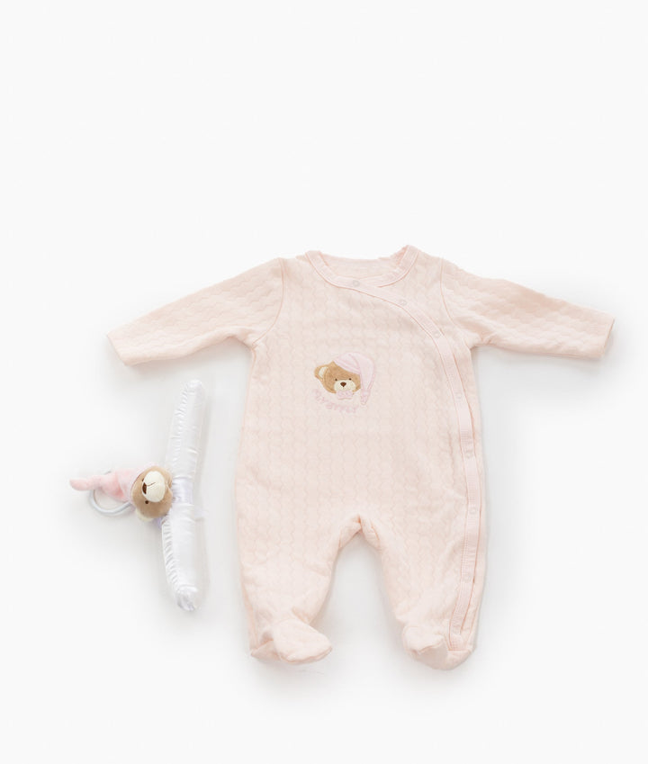 Cotton Jumpsuit & Hanger Set - Pink