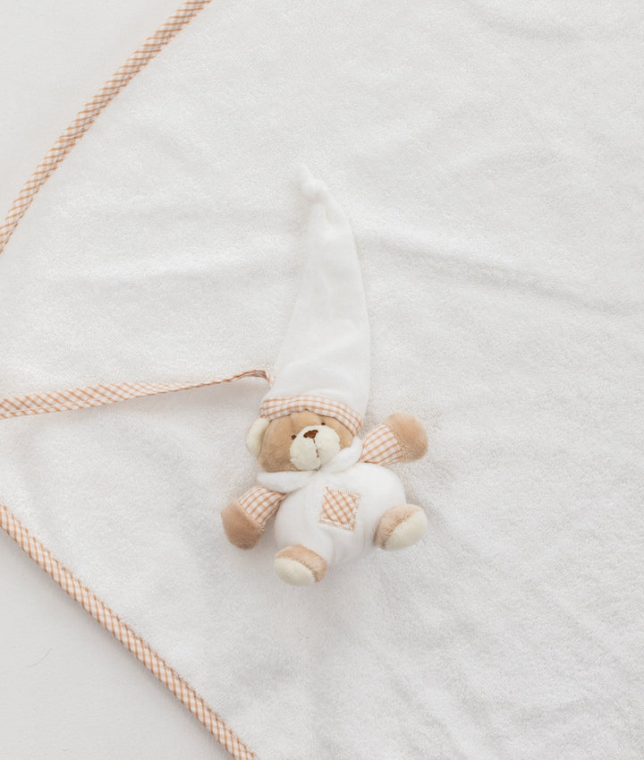 Hooded Towel with Mitt & Toy - Beige